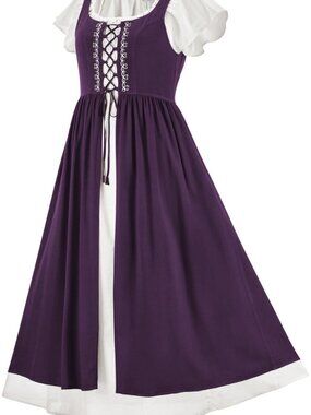 HolyClothing Women XL 1X Liesl Overdress Purple Fantasy Ren Faire Medieval Tie